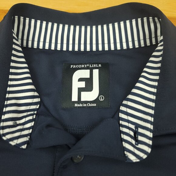 FootJoy Mens L Shirt Performance Polo Navy‎ Blue ProDry Lisle Peninsula Logo - Picture 2 of 14